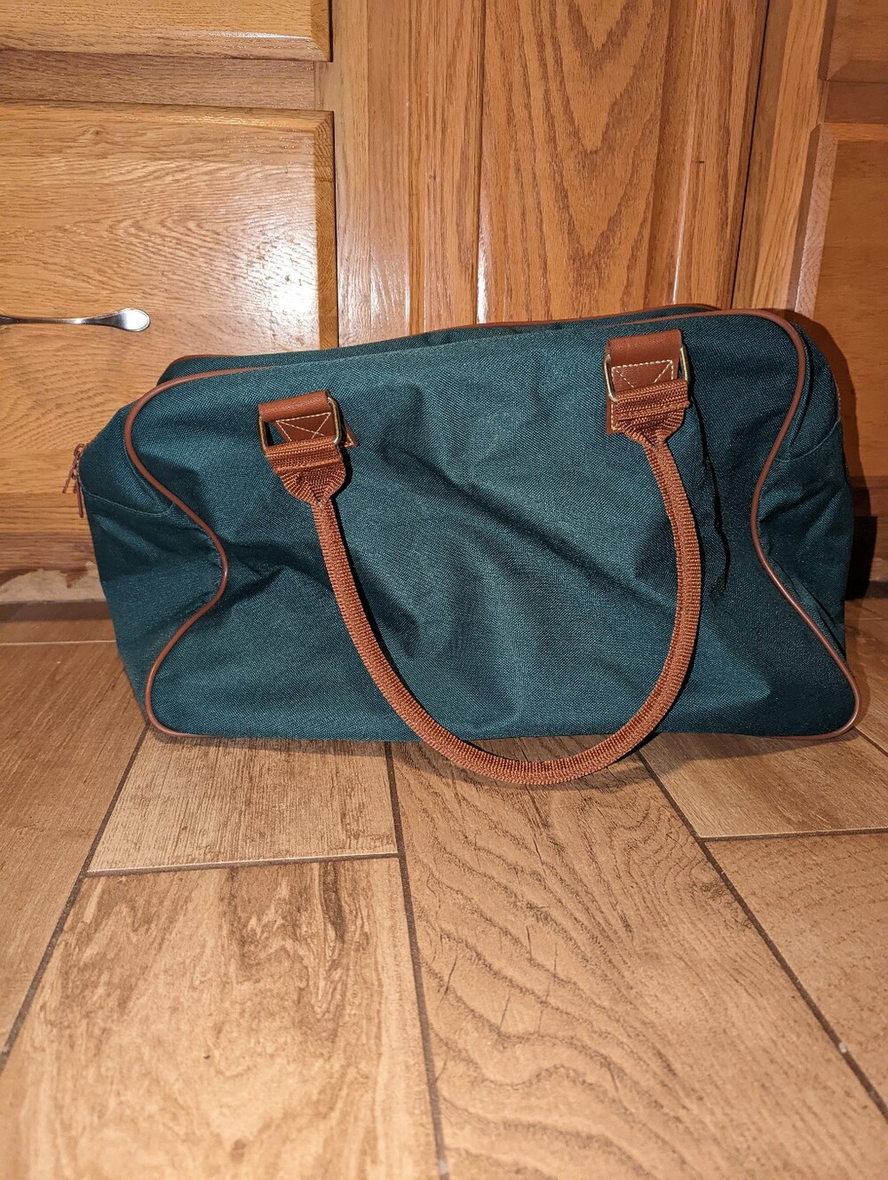 Vintage Polo Ralph Lauren Fragrance Green Brown Duffel Bag Travel Gym Tote - Picture 2 of 11